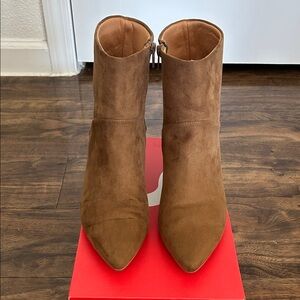 Elegant Brown Faux Suede Ankle Boots - Size 9 1/2